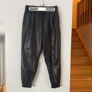 NWOT Zara Black Faux Leather Baddie Jogging Pants